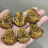 Tiger Eye Stone Money Buddha Pendant Necklace Charm Jewelry