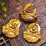 Tiger Eye Stone Money Buddha Pendant Necklace Charm Jewelry