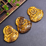 Tiger Eye Stone Money Buddha Pendant Necklace Charm Jewelry