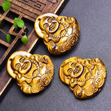 Tiger Eye Stone Money Buddha Pendant Necklace Charm Jewelry