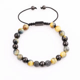 Tiger Eye Stone Bracelet with Micro CZ Ball