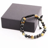 Tiger Eye Stone Bracelet with Micro CZ Ball