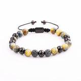 Tiger Eye Stone Bracelet with Micro CZ Ball