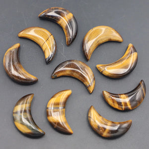 Tiger Eye Stone Moon Gemstone Ornament Craft Gift Decor Charms Necklace Pendant