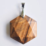 Tiger Eye Stone Necklace Pendant Polygon Shape 5pcs/lot