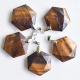 Tiger Eye Stone Necklace Pendant Polygon Shape 5pcs/lot