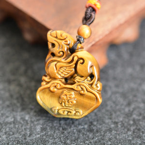 Tiger Eye Stone Piyao Necklace Pendant Healing Protection