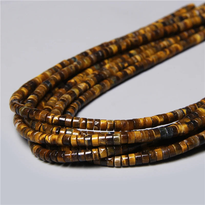 Tiger Eye Stone Rondelle Beads Polished Flat Spacer Loose Strand Tiny Beads