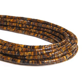 Tiger Eye Stone Rondelle Beads Polished Flat Spacer Loose Strand Tiny Beads
