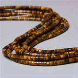 Tiger Eye Stone Rondelle Beads Polished Flat Spacer Loose Strand Tiny Beads