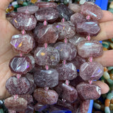 Tiger Eye Strawberry Green Jade Stone Beads 15'' Square DIY Loose Beads 