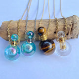 Tiger Eye Tridacna Stone Essential Oil Diffuser Pendant Necklace Women