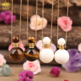 Tiger Eye Tridacna Stone Essential Oil Diffuser Pendant Necklace Women