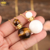 Tiger Eye Tridacna Stone Essential Oil Diffuser Pendant Necklace Women