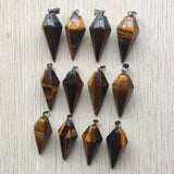 Tiger Eye Stone Pendulum Pyramid Pendants DIY Jewelry Making 12pcs
