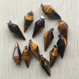 Tiger Eye Stone Pendulum Pyramid Pendants DIY Jewelry Making 12pcs