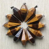 Tiger Eye Stone Pendulum Pyramid Pendants DIY Jewelry Making 12pcs