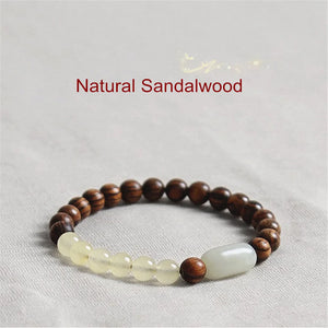 Tiger Skin Sandalwood Beads Bracelet Chalcedony Hetian Jade Bracelet