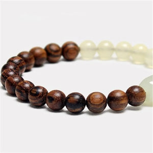 Tiger Skin Sandalwood Beads Bracelet Chalcedony Hetian Jade Bracelet