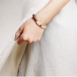 Tiger Skin Sandalwood Beads Bracelet Chalcedony Hetian Jade Bracelet