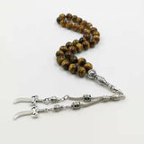 Tiger Eye Tasbih with Metal Tassels 33-66-99 Beads Bracelet