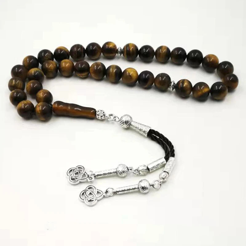 Natural Tiger Eyes Tasbih Muslim Man Misbaha Prayer Beads 33 66 99 Beads