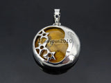 Tiger's Eye Round Pendant Charm Beads Healing Jewelry 10Pcs/Pack