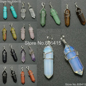 Tiger's Eye Wire Warp Pointed Pendant Necklaces Earrings