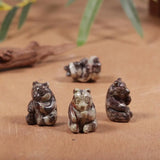 Tiger's Eye Stone Bear Statue Hand-Carved Animal Figurine