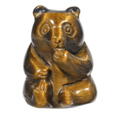 Tiger's Eye Stone Bear Statue Hand-Carved Animal Figurine