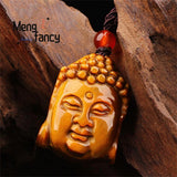 Tiger's Eye Stone Buddha Head Pendant Necklace