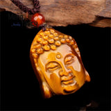 Tiger's Eye Stone Buddha Head Pendant Necklace