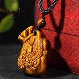 Tiger's Eye Lucky Bag Ruyi Pendant Necklace
