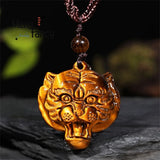 Tiger's Eye Lucky Bag Ruyi Pendant Necklace