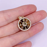 Tiger's Eye Stone Pendant Charms with CZ Brass Plated 17x19mm