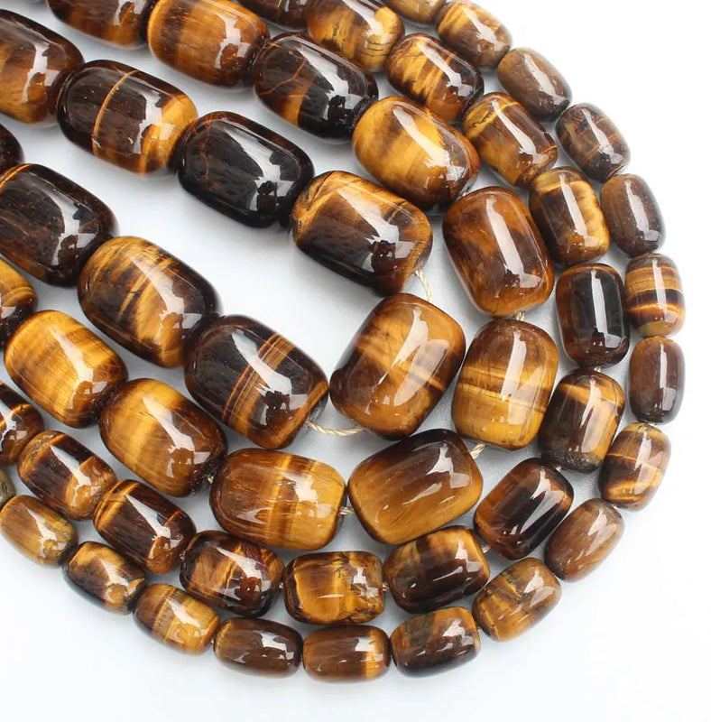 Tiger's Eye Drum Shape Beads 8-20mm 15inch Strand DIY Jewelry Making
