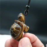 Tiger's Eye Turtle Pendant Crystal Necklace DIY Jewelry