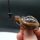 Tiger's Eye Turtle Pendant Crystal Necklace DIY Jewelry
