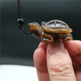 Tiger's Eye Turtle Pendant Crystal Necklace DIY Jewelry