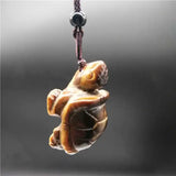 Tiger's Eye Turtle Pendant Crystal Necklace DIY Jewelry