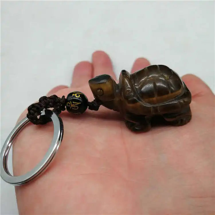 Tiger's Eye Turtle Keychain Crystal DIY Pendant