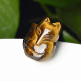 Tigereye Fox Pendant Necklace Charm Hand-Carved Luck Amulet