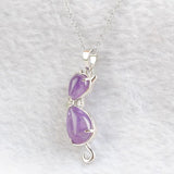 Tigers Eye Amethyst Gemstone Cat Shape Necklace for Women