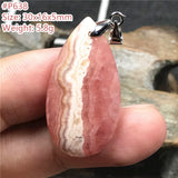 Natural Red Rhodochrosite Pendant Necklace Luck Crystal Silver Beads