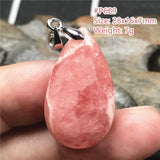 Natural Red Rhodochrosite Pendant Necklace Luck Crystal Silver Beads