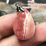 Natural Red Rhodochrosite Pendant Necklace Luck Crystal Silver Beads