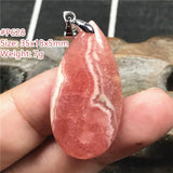 Natural Red Rhodochrosite Pendant Necklace Luck Crystal Silver Beads