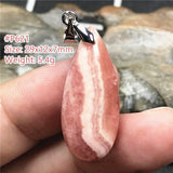 Natural Red Rhodochrosite Pendant Necklace Luck Crystal Silver Beads