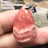 Natural Red Rhodochrosite Pendant Necklace Luck Crystal Silver Beads