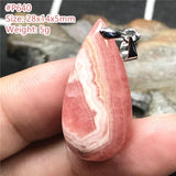 Natural Red Rhodochrosite Pendant Necklace Luck Crystal Silver Beads